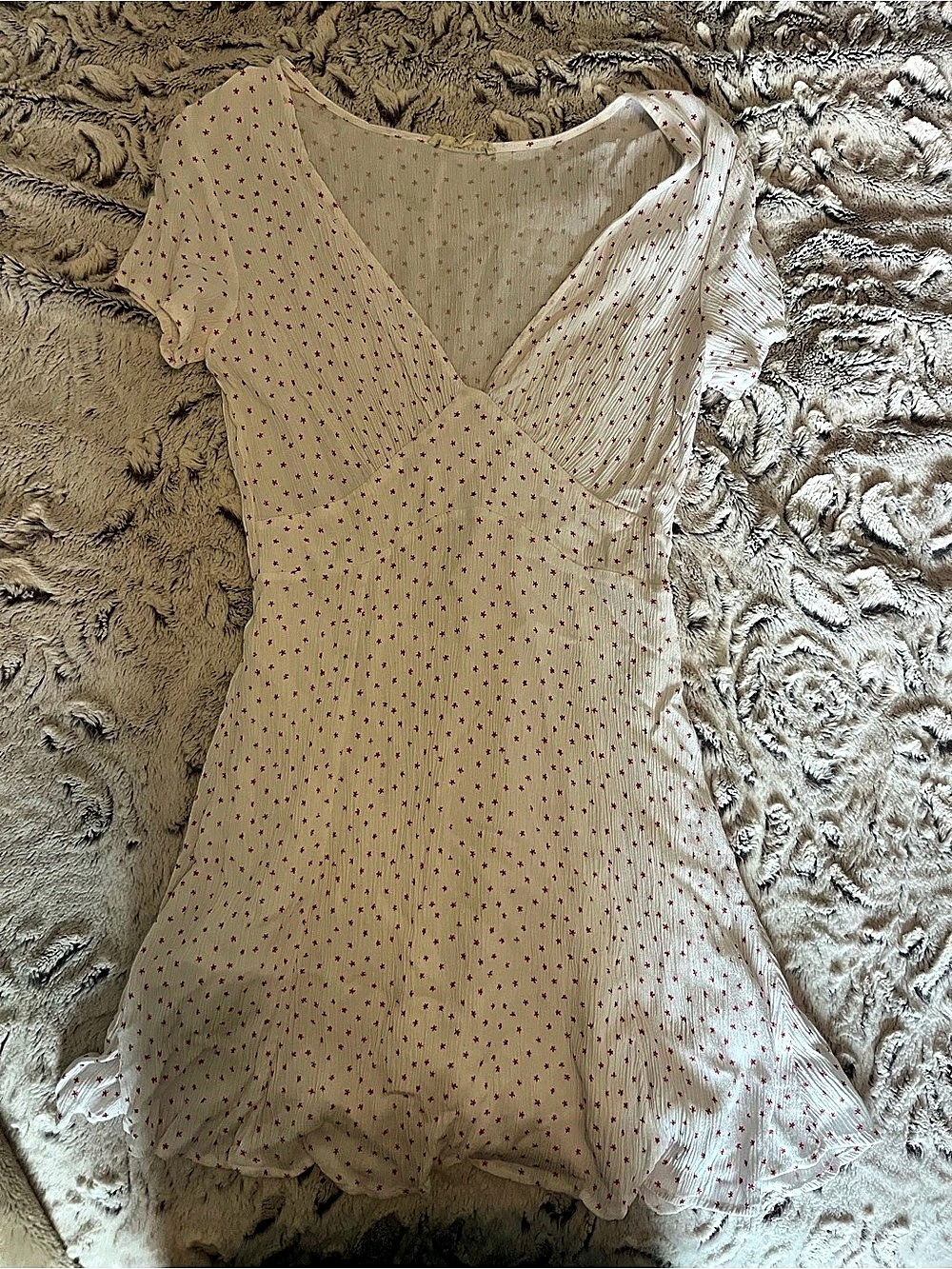 L.A. Hearts PAC SUN Polka Dot Mini Dress in White & red stars Size Small